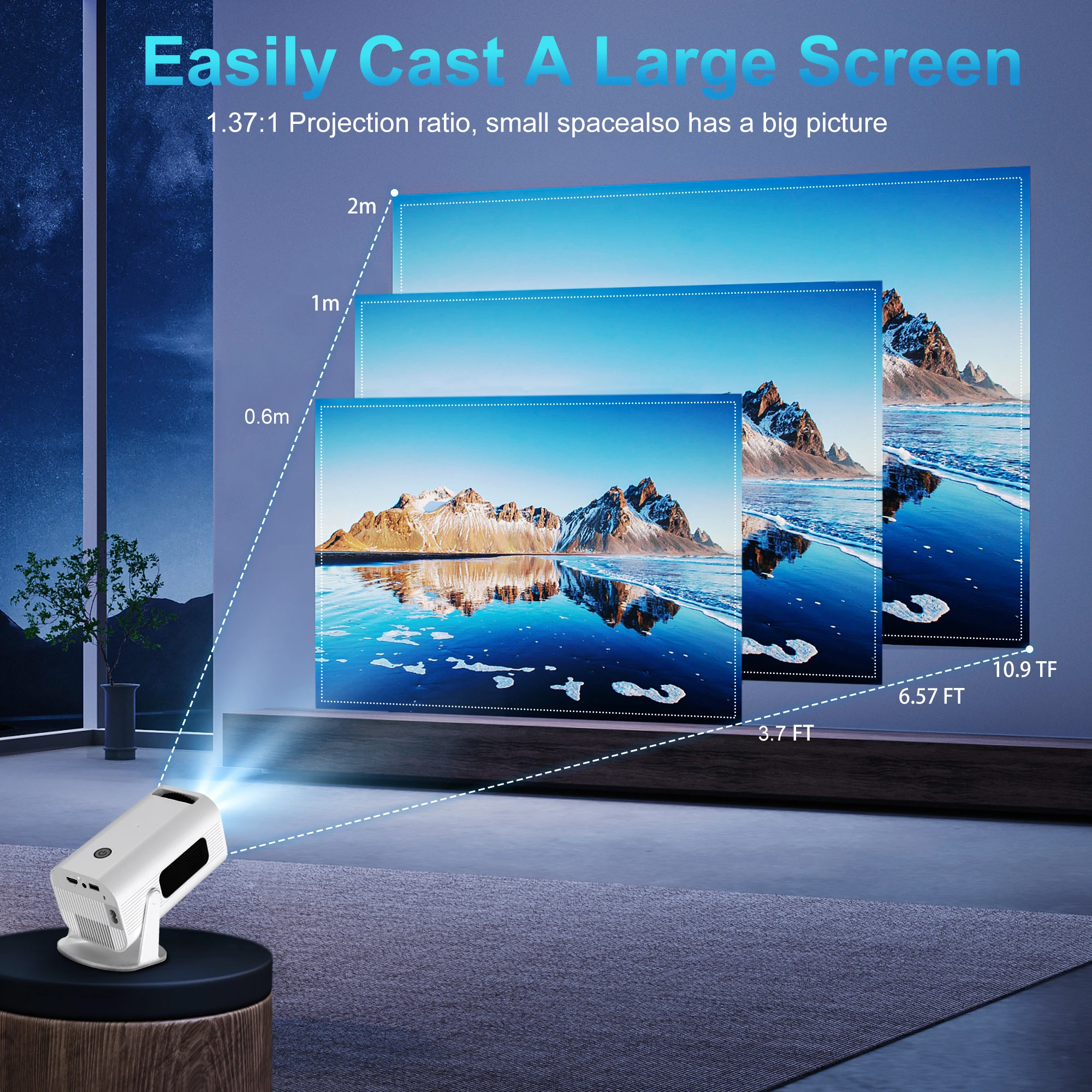 Salange P330W Mini Projetor Android 11 280 ANSI 4K 8K 1080P Wifi6 BT5.0 Home Cinema Portable Projector Android/IOS Video Theater-6