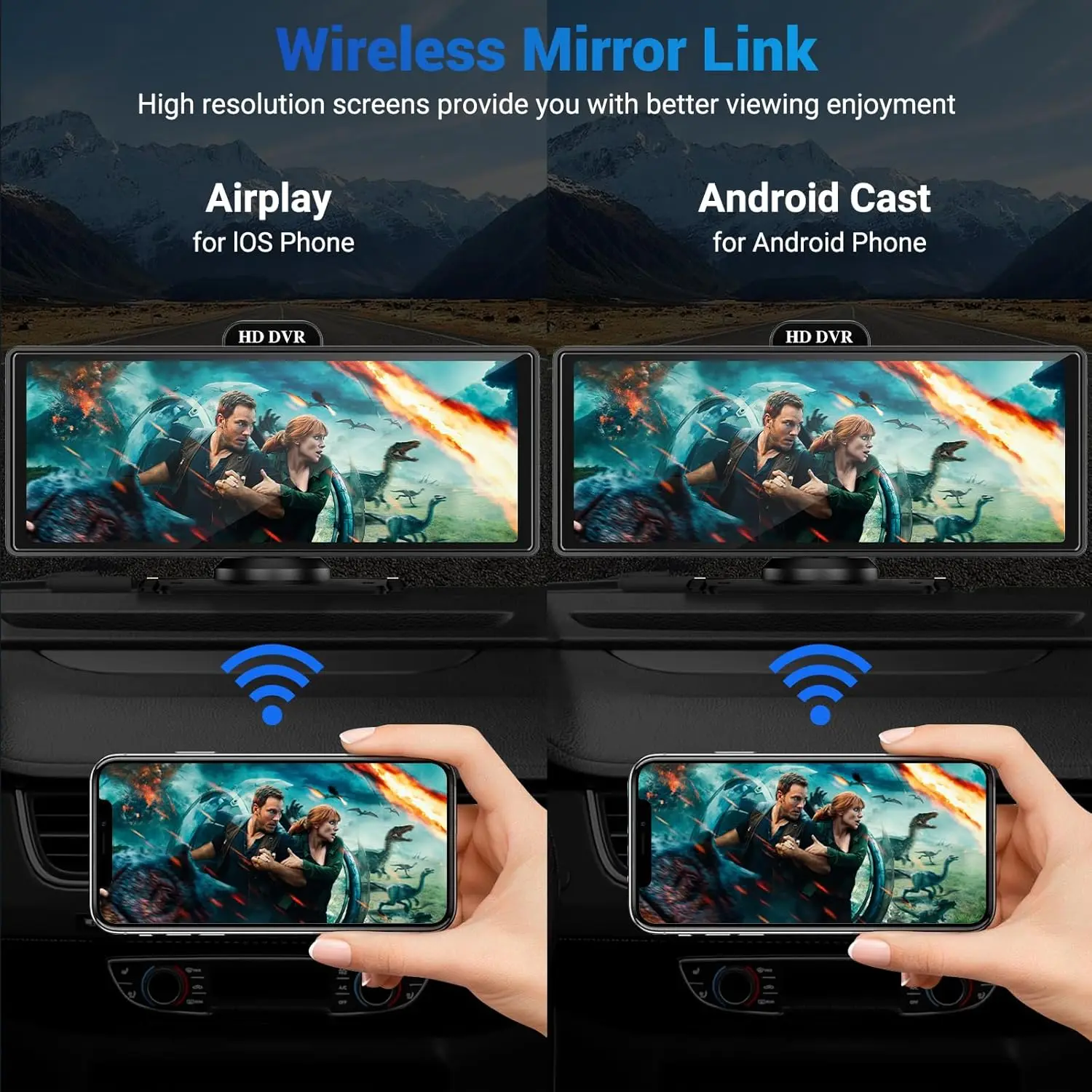 11.26 Inch 4K DVR Wireless CarPlay & Android Auto Dash Cam Bluetooth Audio GPS Navigation Dashboard Dual Lens Video Recorder-6