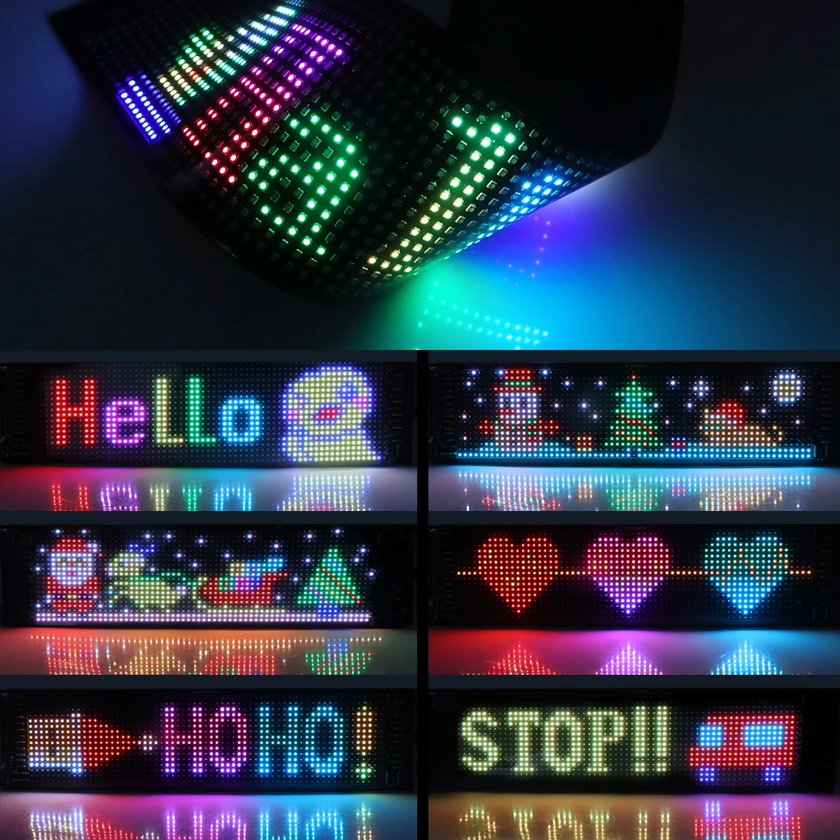 Smart Bluetooth LED Display Screens RGB LED Module Sign Matrix Pixel LED Panel Scrolling Signboard Advertising Light Car Decor-6