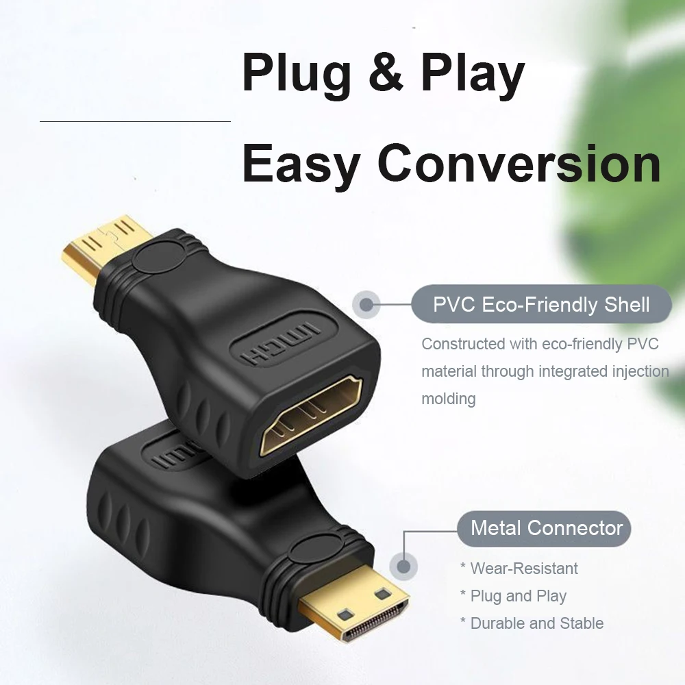 QGeeM MINI HDMI MALE TO HDMI A FEMALE ADAPTER converter HDMI to MINI HDMI Adatper 1080 P 2K 4K FOR MINI PC HDTV HD CAMERA 5504-6