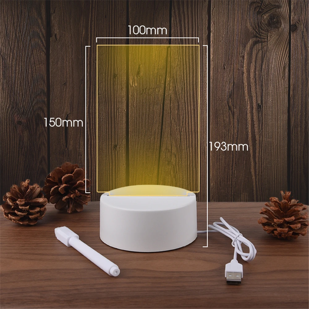 Transparent Luminous LED Night Lights USB Luminous Acrylic Night Light Erasable Write Message Board Calendar Desktop Ornaments-6