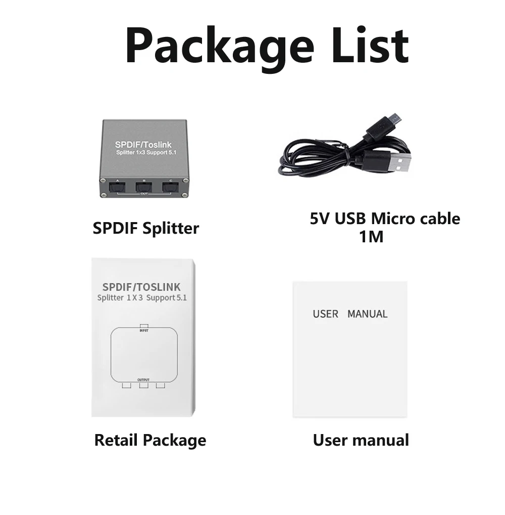Tebe Digital Audio Splitter 1X3 Spdif Toslink Optical 3 Way Adapter Suppoort LPCM 2.0 DTS Dolby-AC3 For PS4/TV/Xbox/Amplifier-6