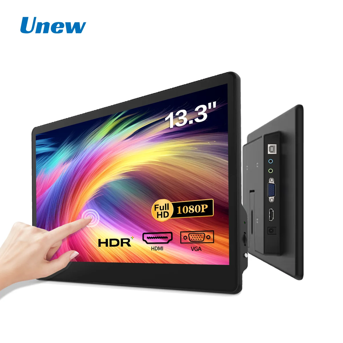 13.3 inch Touch Screen Monitor FHD 1920X1080 Suitable for Phone Laptop Inside Speaker Compatible with HDMI VGA USB Type-C-2