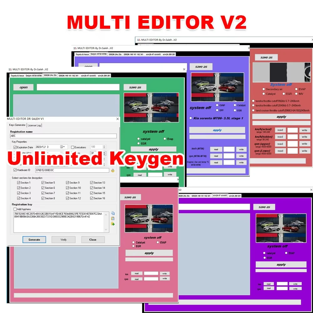 2025 IMMO DOCTOR V2.1+XDecoder 10.3 + Davinci 1.0.28+IMMOFF17+MULTI EDITOR V2+Toyolex4 Unlimited Keygen 6in1 Car Repair software-6