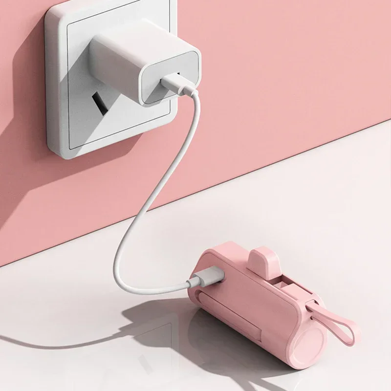 Mini Power Bank 10000mAh Capsule Large Capacity Portable Fast Charging External Battery for IPhone Xiaomi 2 IN1 Type-c Lightning-4