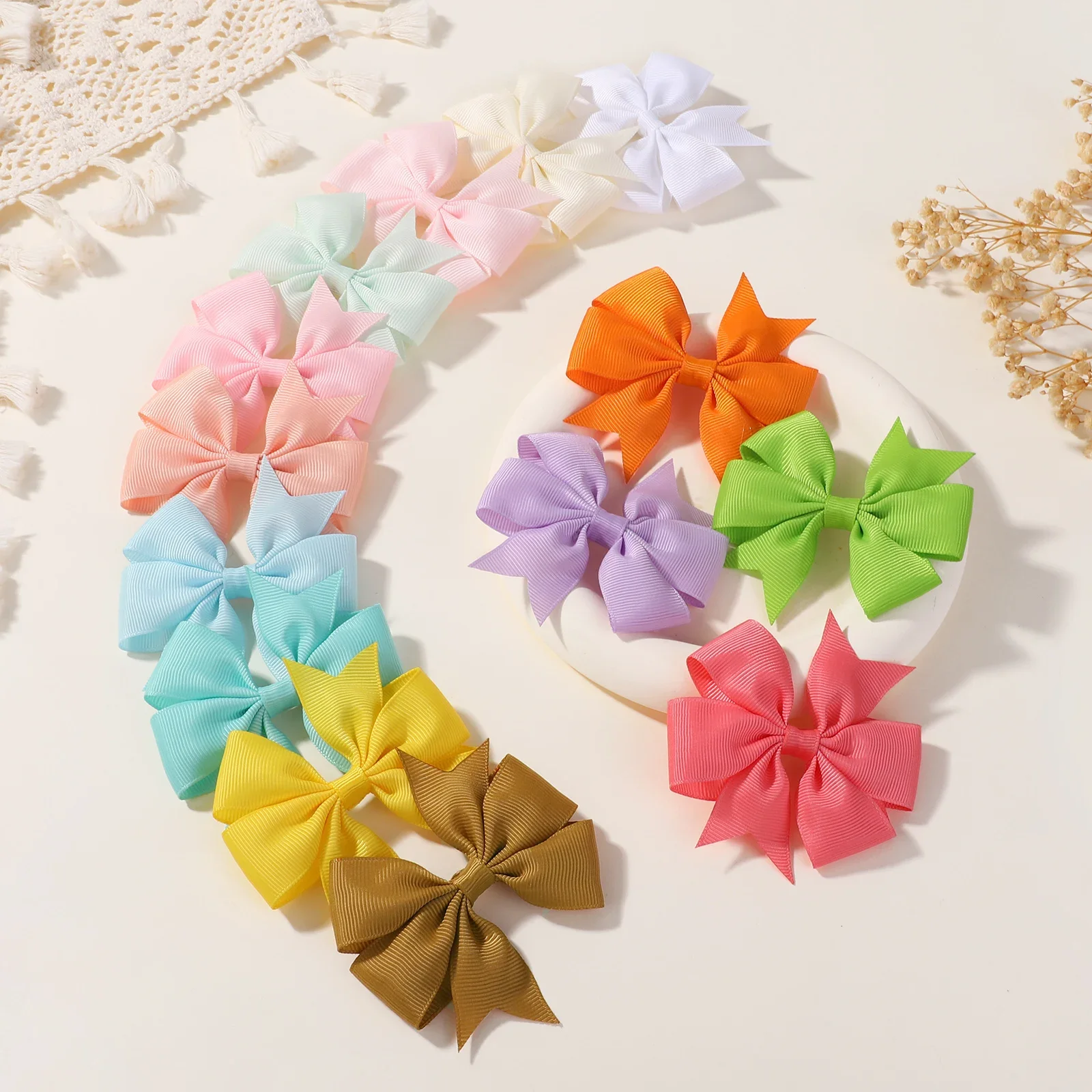 20/40Pcs Sweet Random Candy Color Bow Hair Clip Set for Baby Girls Cute Ribbon Hairpin Kids Headwear Kids Hair Accessories Gifts-6