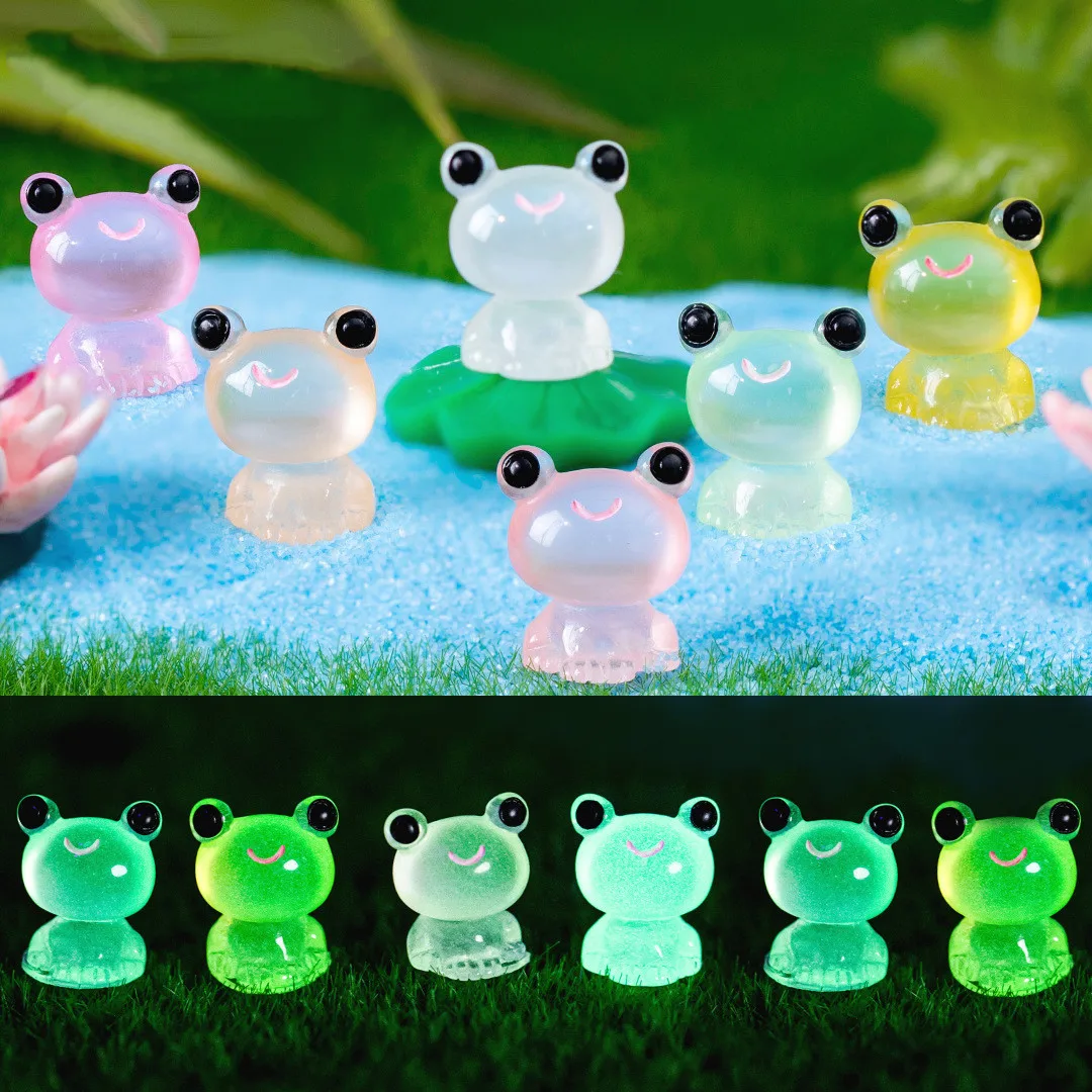 20PCS Mini Frogs Glow At Dark Fairy Garden Miniatures Decoration Luminous Frog Vivarium Micro Landscape DIY Accessories-2