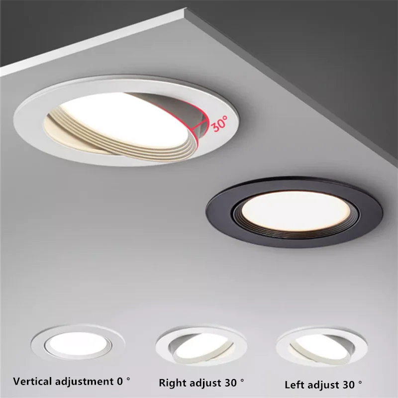 High-performance Embedded LED Downlight Angle Adjustable 5W7W9W12W15W20W COB Anti-Glare Dimmable Ceiling Light Spotlights CRI＞98-5