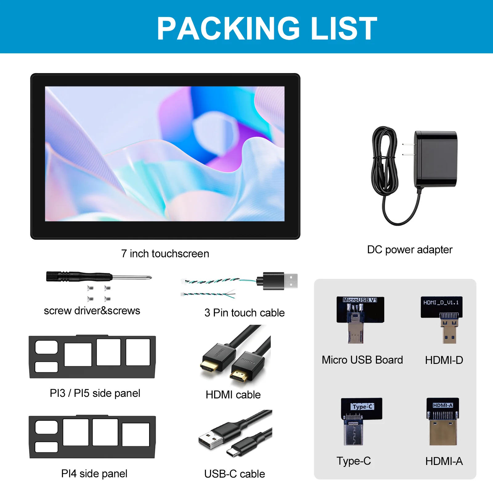 7 inch Touch Screen Raspberry Pi 3 4 HDMI Touch Monitor Banana Pi Industrial Display for Type-C VESA for Pi 3 4 Laptop Sub Xbox-6