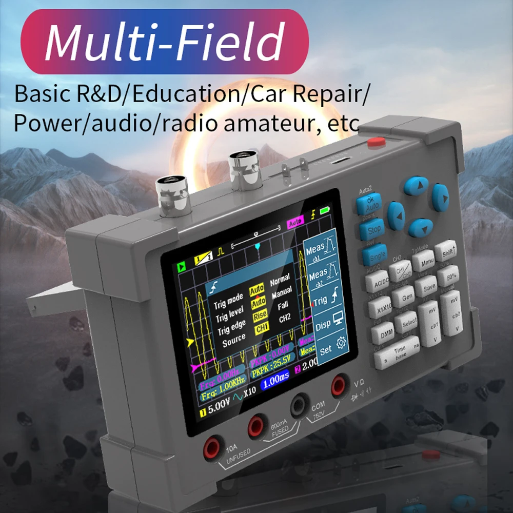 3in1 Digital Oscilloscope Multimeter Signal Generator Dual Channel 120Mhz Bandwidth 250MSa/s Sampling Rate Handheld Oscilloscope-4