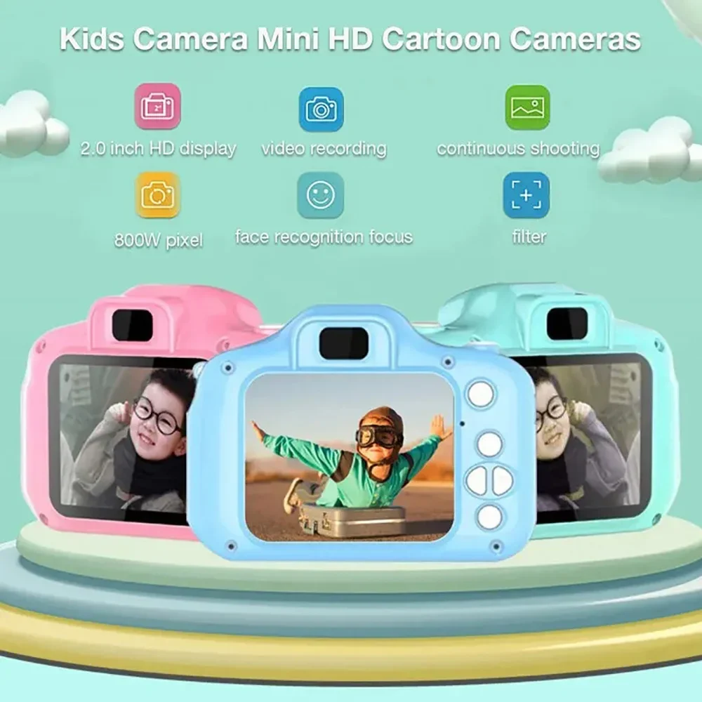 Children Camera 1080P HD Toddler Digital Video Camera 2.0-inch Kids Camera with Silicone Cases Toys for Christmas Birthday Gifts-5