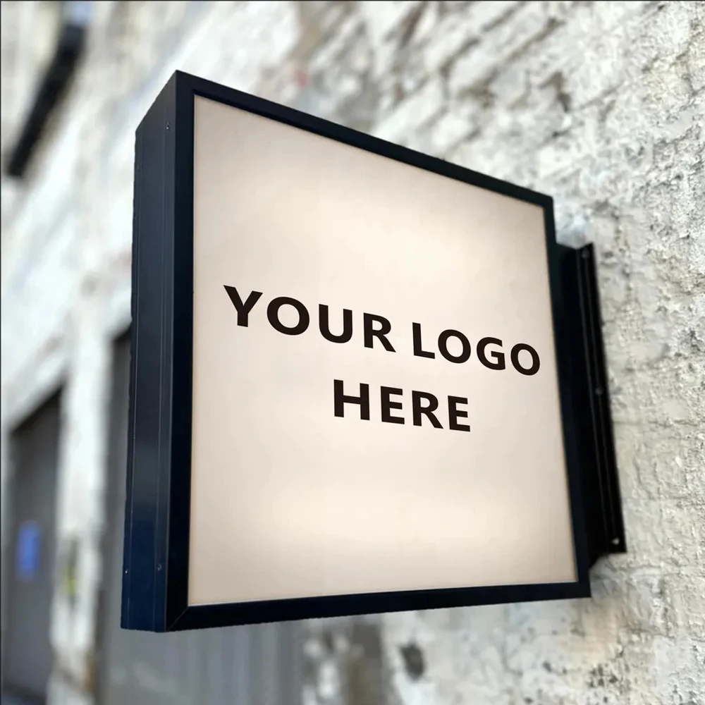 Business LED Light Box Signboard Shop Signage Rectangle Street Led Light Sign Acrylic Light Box Outdoor Wall Hanging Light Box