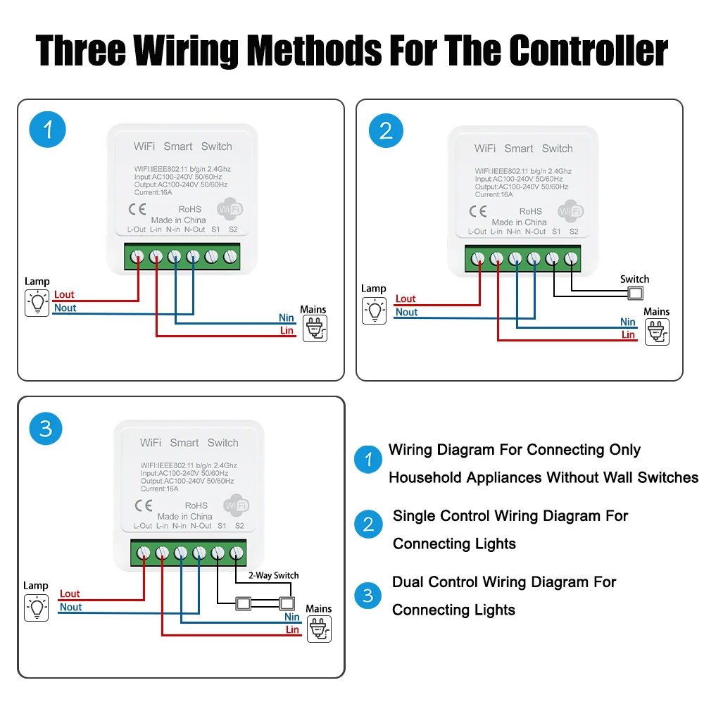 eWeLink App 16A 2 Way DIY Mini WiFi Smart Switch Breaker Module Timer Relay Voice Wireless Remote Control for Alexa Google Home-6