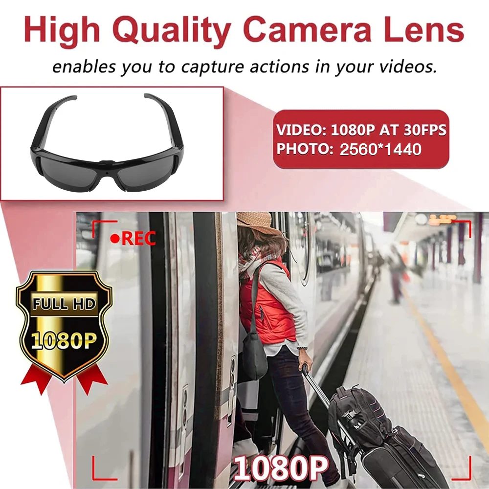Portable 1080P HD Mini Glasses Camera Video Recorder Wearable Sunglasses Camera Outdoor Sports DV DVR Surveillance Camcorder-4