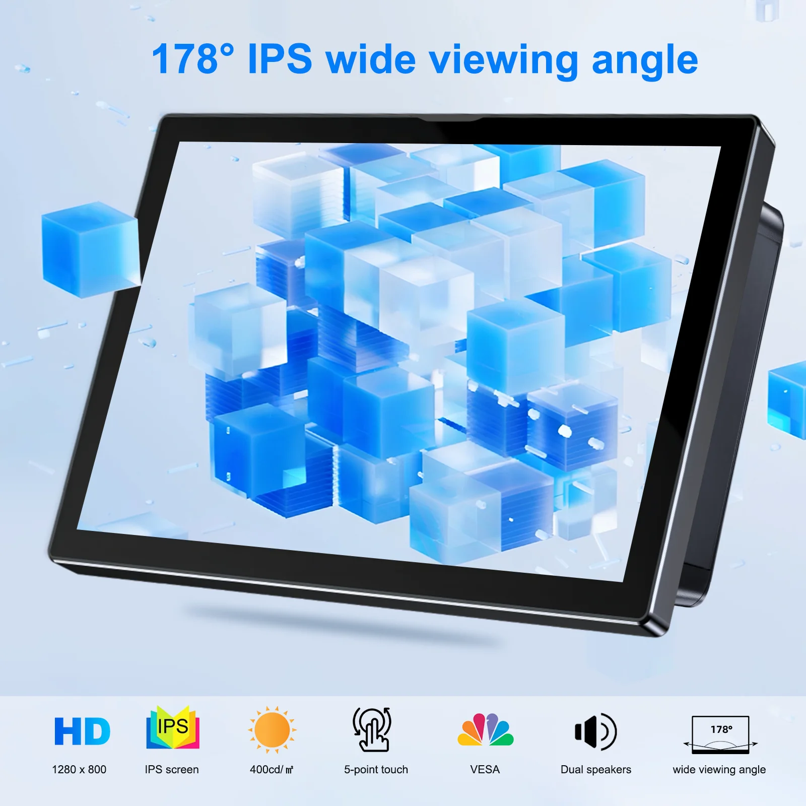 8 inch Raspberry Pi 5 4 Monitor LCD Dispaly 1280x800 16:10 Touch Screen HDMI USB for DIY Pi 4 3 Built in Fans Speaker-2