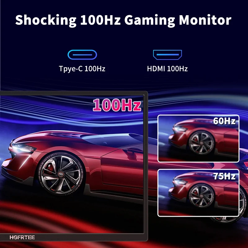 HGFRTEE 18.5inch 100Hz 100%RGB Portable Monitor Laptop Extended Display ADS-IPS HDR Screen With VESA Hole & Back bracket-4