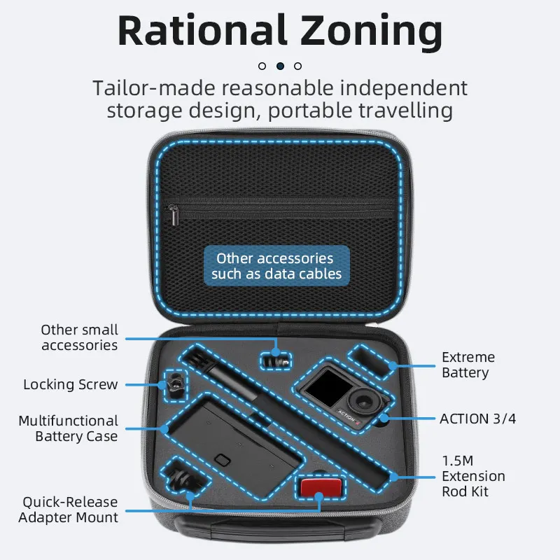 BRDRC Storage Case Carrying Bag for DJI Action 5 Pro/Osmo Action 4 Camera Protector Accessorise Portable Travel Case Handbag-6