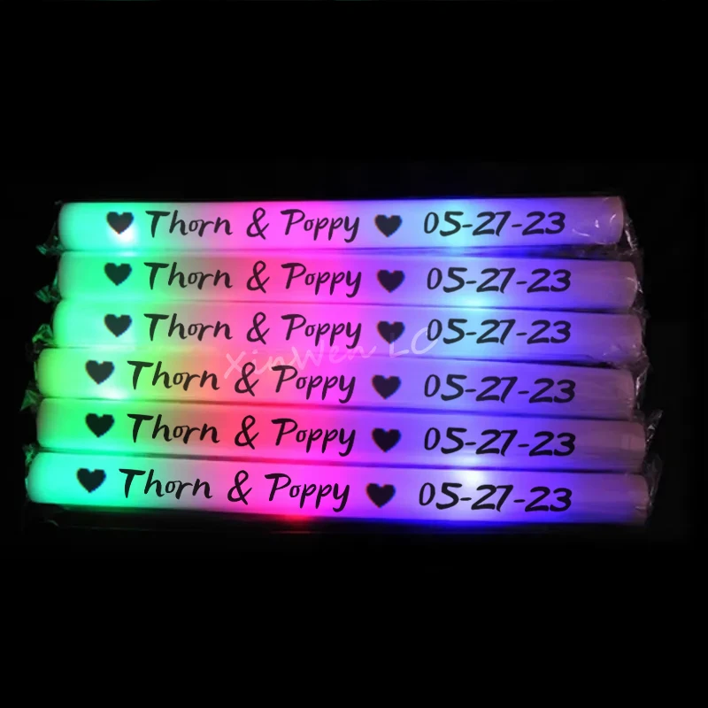 12/15/30/60Pcs RGB LED Glow Bulk Party Supplies Colorful LED Glow Sticks Foam Stick Cheer Tube Dark Light Birthday Wedding-2