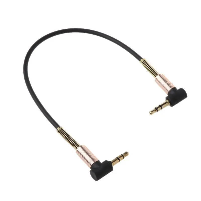 L21D 24cm Dual 90 Degree Nylon 3.5 mm to 3.5mm Male Jack  Cable Car Aux Cord for Phone Tablet  Player Stereo Speaker-3