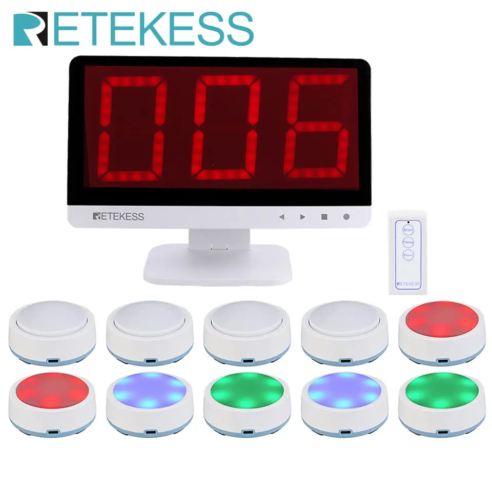 Retekess TM101 Quiz Answer Game Buzzer System 3 Answer Mode 4 Color State for Classroom Competition Game Show Family Party Games