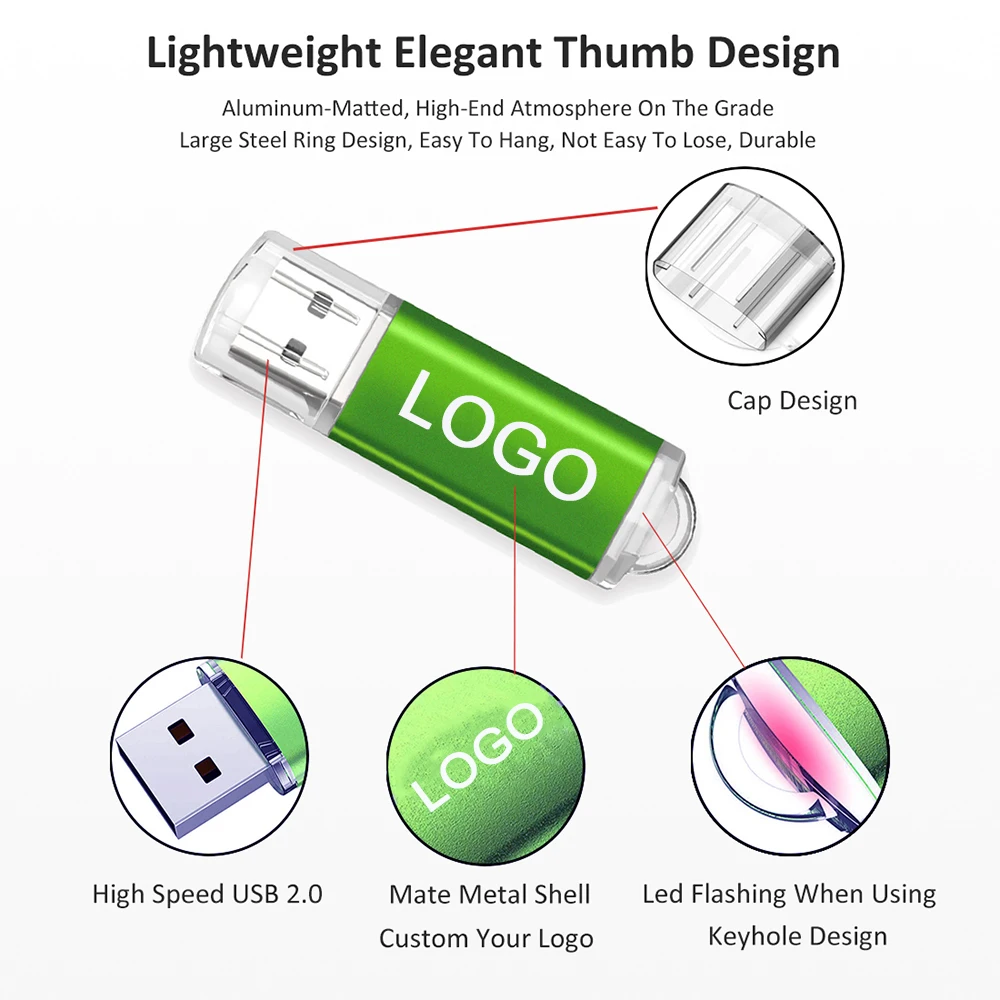 100Pcs/lot USB 2.0 Flash Drive 4GB 8GB Pen Drive 128MB Usb Sticks 1GB 2GB Pendrives 16GB Memory Flash 32GB 64GB U Disk Free Logo-4