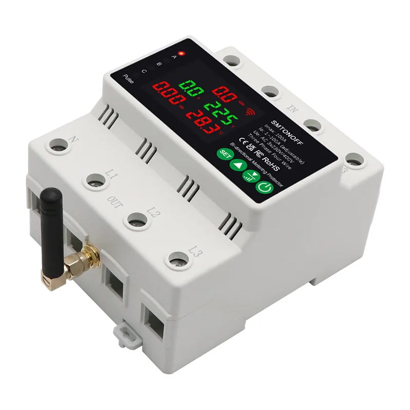 3 Phase 4 Wire 380V 100A Tuya WiFi Smart Bi-Directional Energy Power kWh Meter Auto-Reclosing Over Under Voltage Protector-3