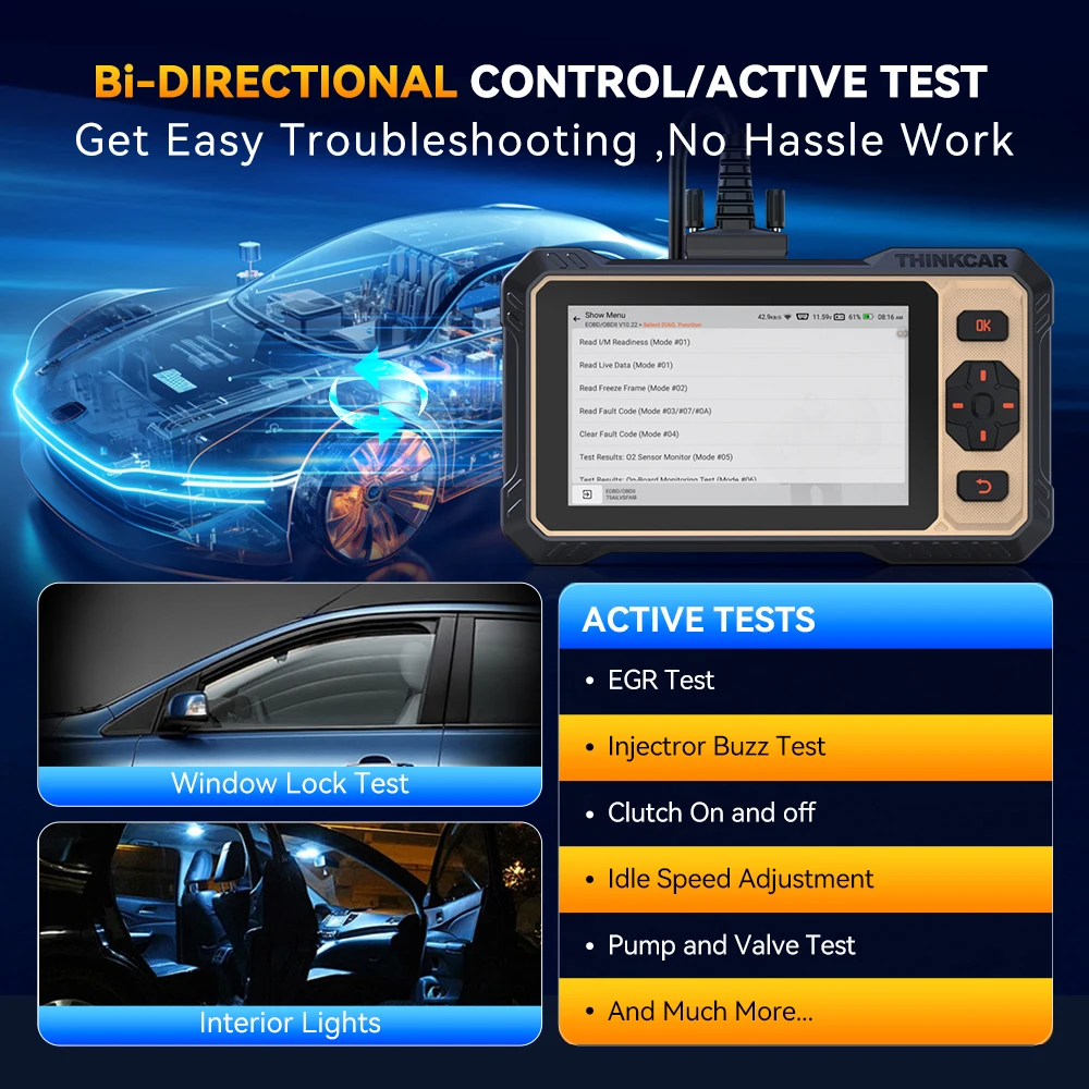 Thinkcar Thinkscan 662 Diagnostic Tools ECM/TCM/SRS/ABS 4 Systems OBD2 Scanner 12 Resets Lifetime Free Update CANFD Scan Tools-4