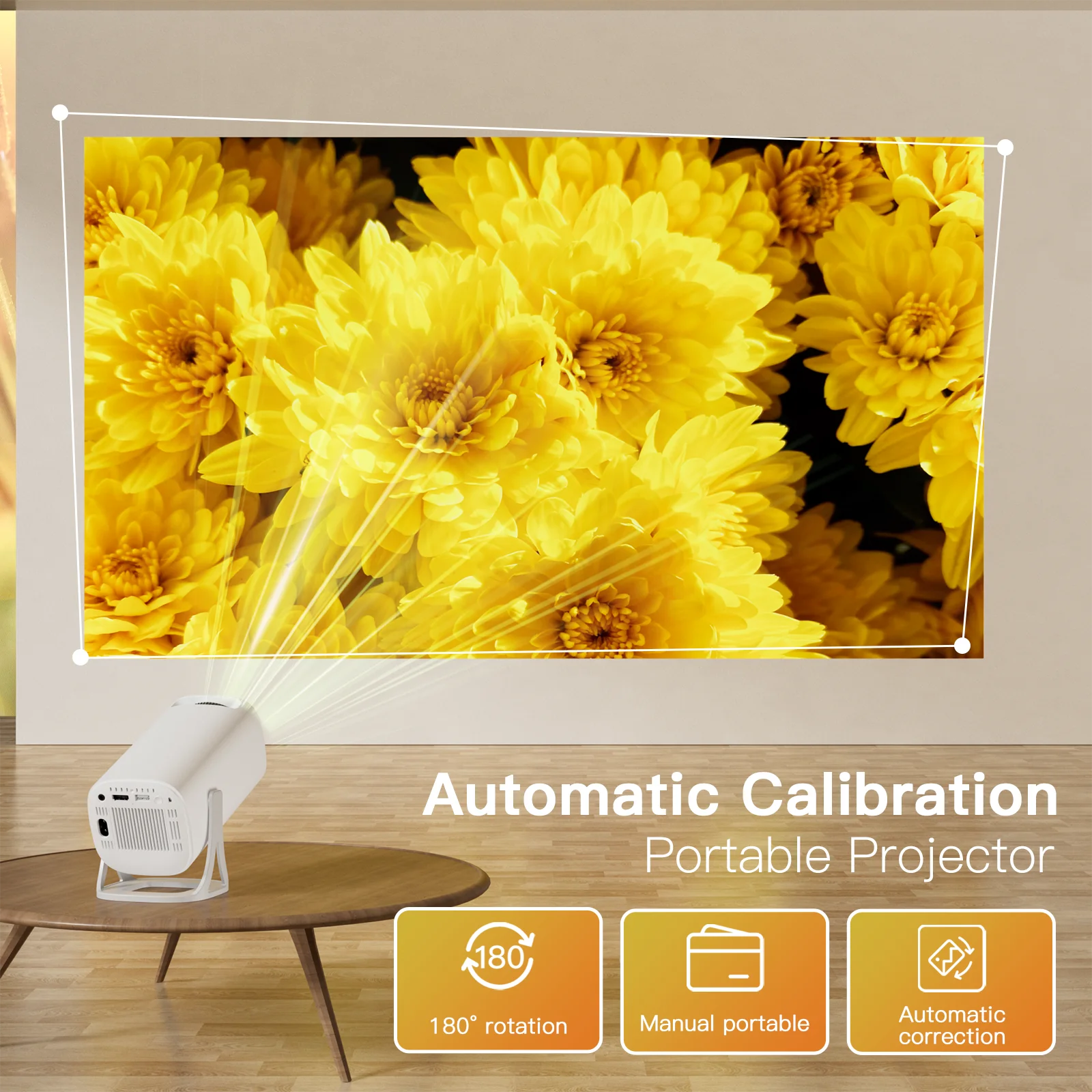 Salange S40 Smart Projector Digital Android11 Support 4K 1080P WiFi6 BT5.4 Allwinner H713 1280*720P Auto Keystone Pocket Beamer-2