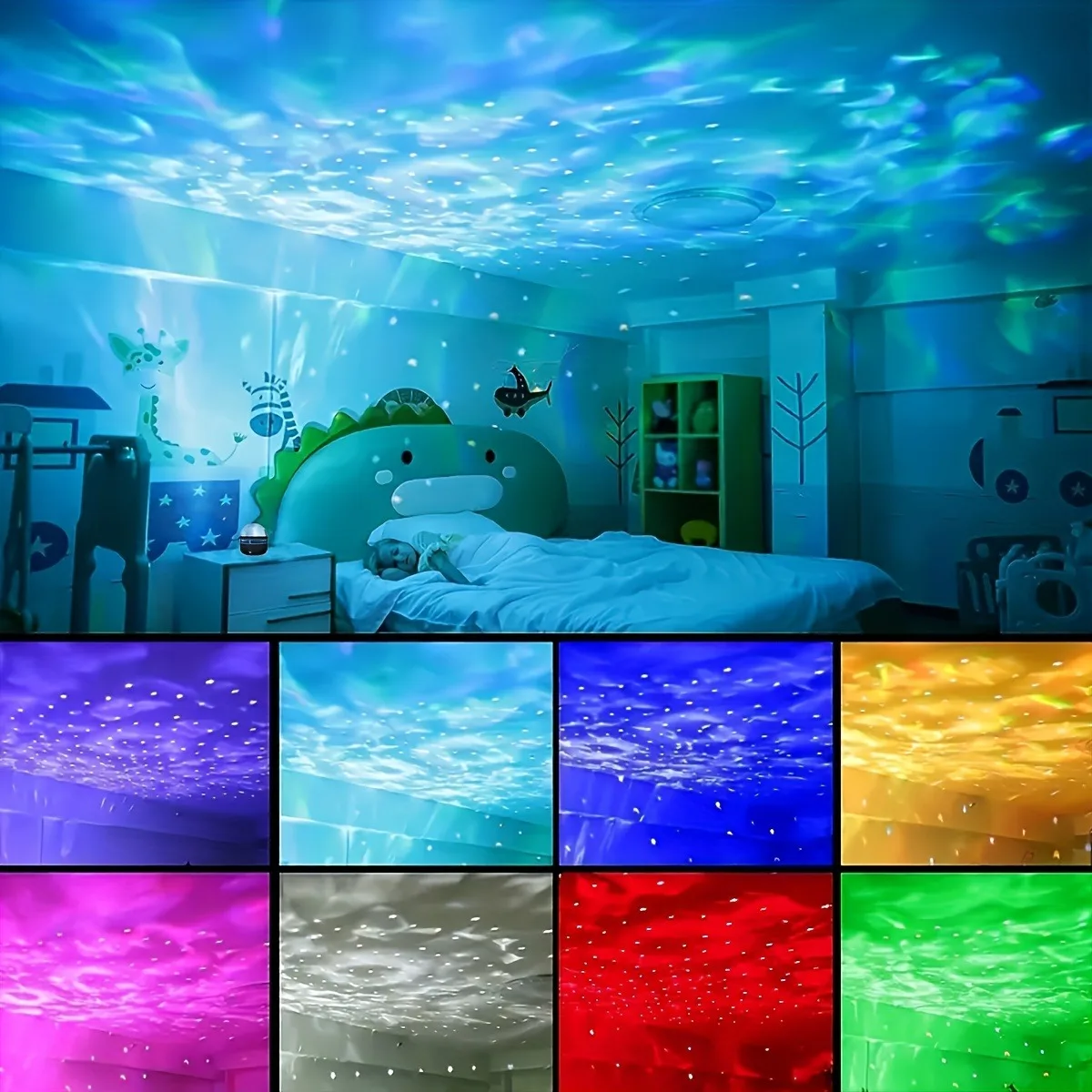 1pc LED Galaxy Star Projector Light,USB Powered,Water ripple Wave,Remote Controlled Bedroom Night Lamp,For Party,Home Theater-5