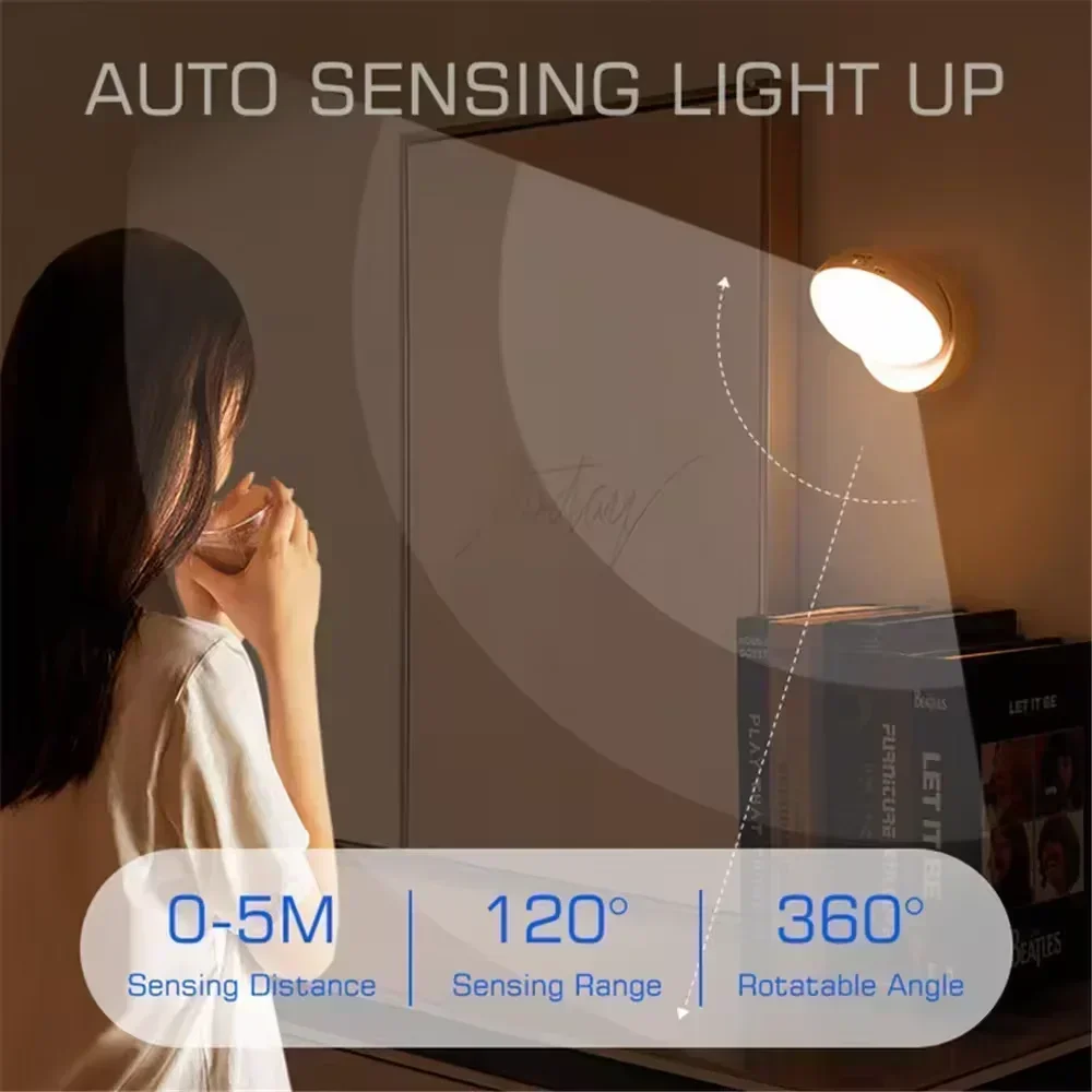 Xiaomi Night Lamp With Motion Sensor Night Light Rechargeable Wireless Led 360 Rotating Magnetic For Kitchen Room Bedside Table-3