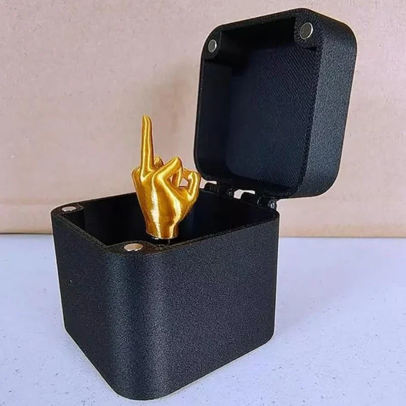 Fun Gag Birthday Gift Accessories Desk Decoration Surprise Gift Box Toys Middle Finger in the Box Supplies Crafts Decor figurine-2