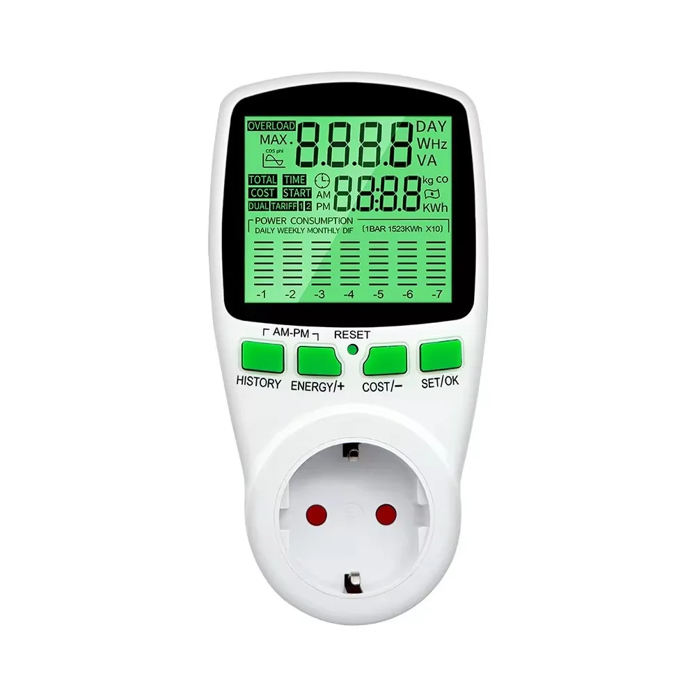 Digital LCD Energy watt Meter Wattmeter Wattage Electricity Kwh Power monitor Electric Meter Measuring Outlet Power Analyzer