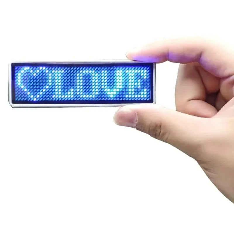 Rechargeable Bluetooth Digital LED Badge Insignia DIY Programmable Scrolling Message Board Mini LED Display LED Name Tag-5