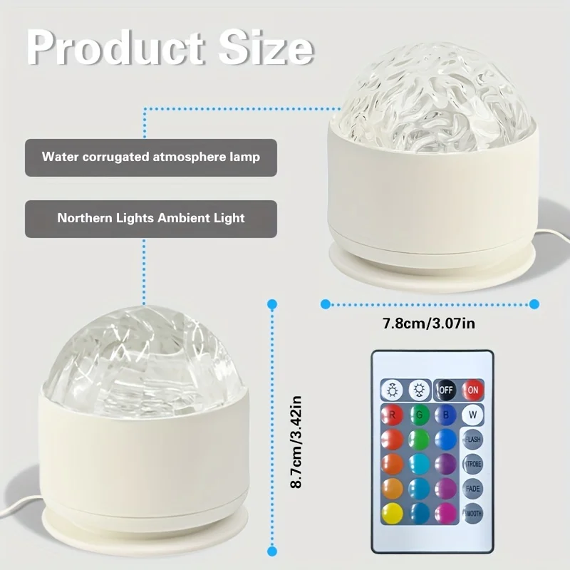 Northern Aurora/Water Ripple Projector Lamp LED Night Light with Remote Control Party Decor Light Projector Atmosphere Light-5