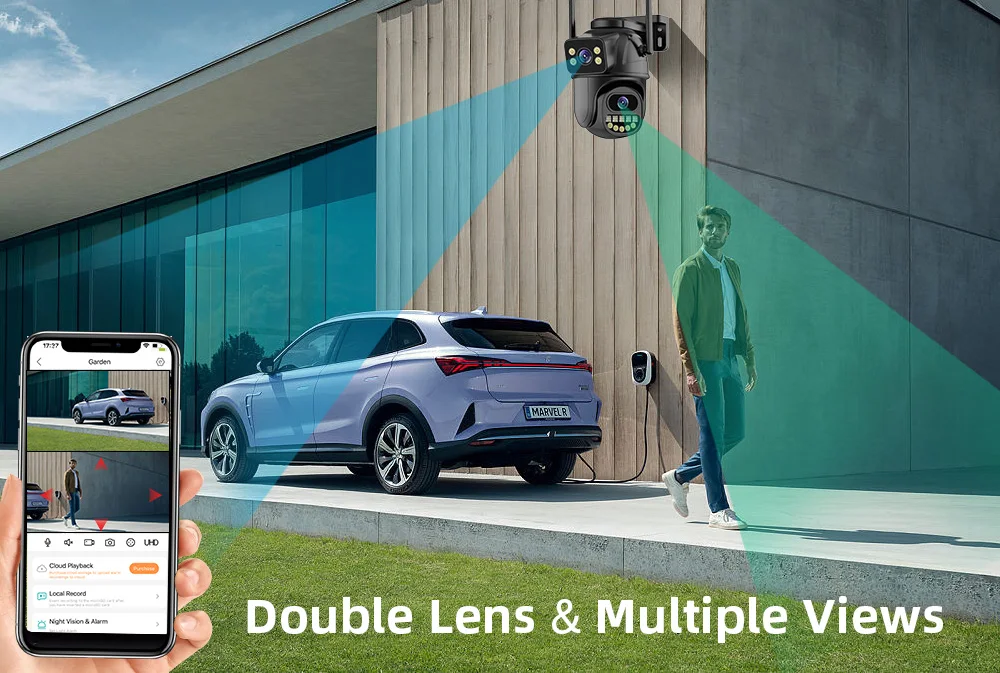 TAITAS-WiFi Surveillance Camera, Dual Lens, 4X Digital Zoom, AI Human Detect, ONVIF, Outdoor Security PTZ IP Cameras, 4K, 8MP-5