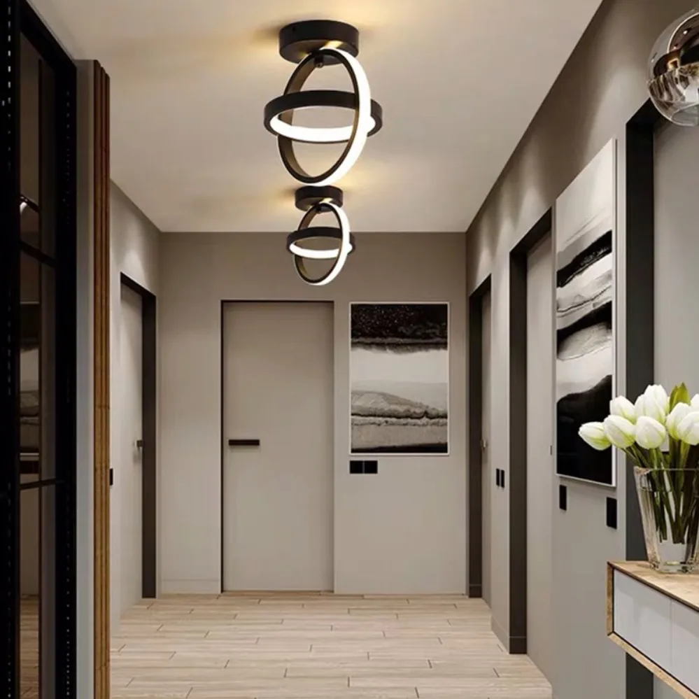 Modern LED Ceiling Light 2 Rings Creative Design Ceiling Lamp Indoor Lighting Fixtures Hallway Balcony Aisle Office Light-5