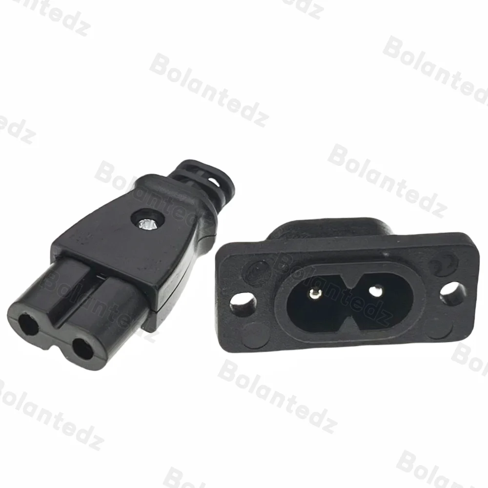 5/10pcs C8 Male Power Socket C7 Female Plug Power Outlet Embedded Electric Connector Connector 35mm*15mm AC 2.5A 5A 250v-6