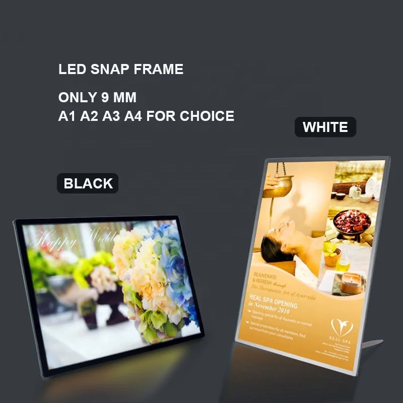A1 A2 A3 A4 Customized Film LED Light Advertising Box Super Bright Slim Clip Poster Frame For Shops Menus Wall Mounted Billboard-4