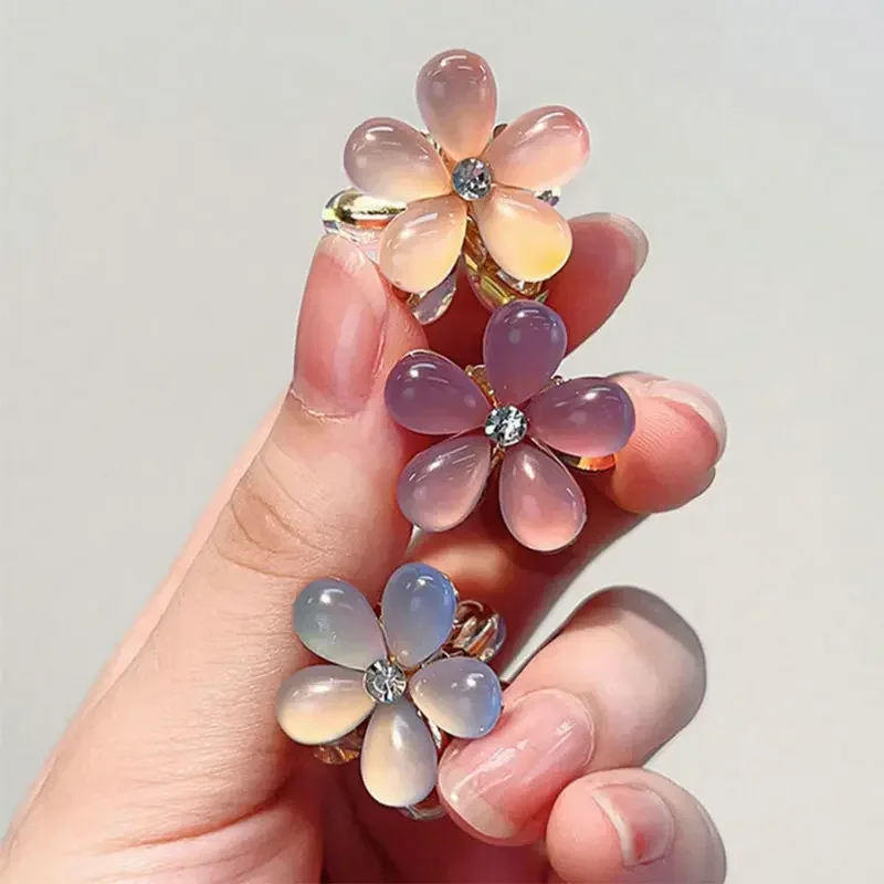 1/10pcs Cute Mini Flower Hairclip Claws Women Girls Colorful Opal Hairpins Sweet Small Headdress Barrettes Accessories-5