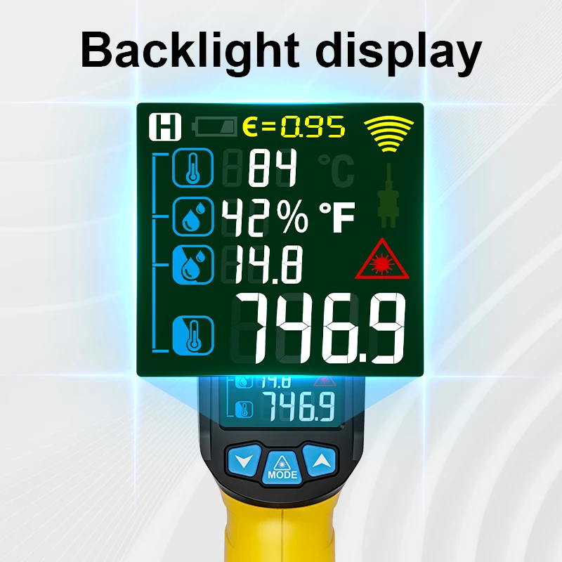 Digital Infrared Thermometer Industrial 400/800°C LCD Non-contact Pyrometer Kitchen Laser High Temperature Meter Humidity Meter-5
