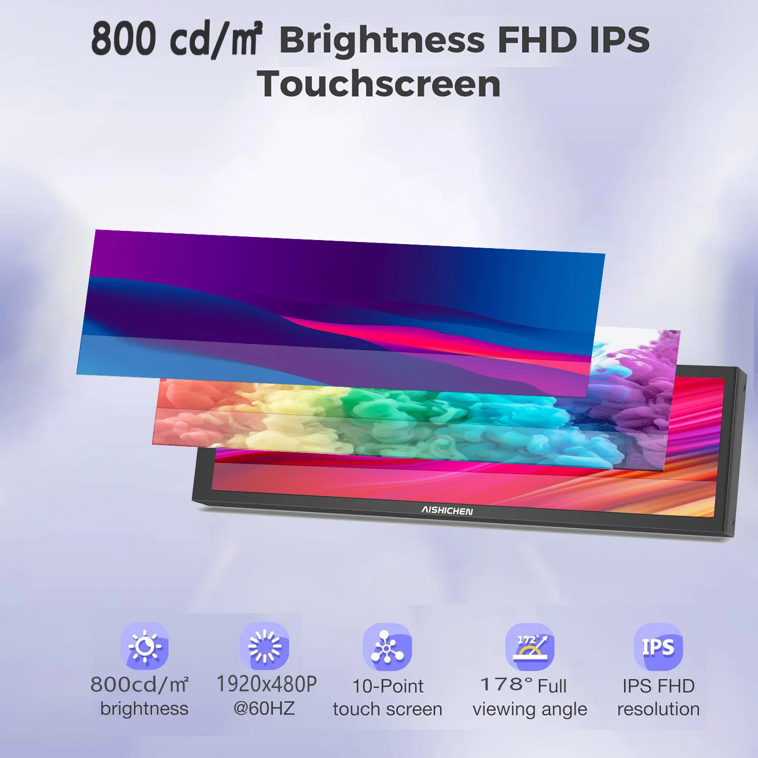 8.8 inch HDMI Touch Long Wide Monitor With Case PC Temperature Display PC Sensor Panel Display Small Extender Monitor-2