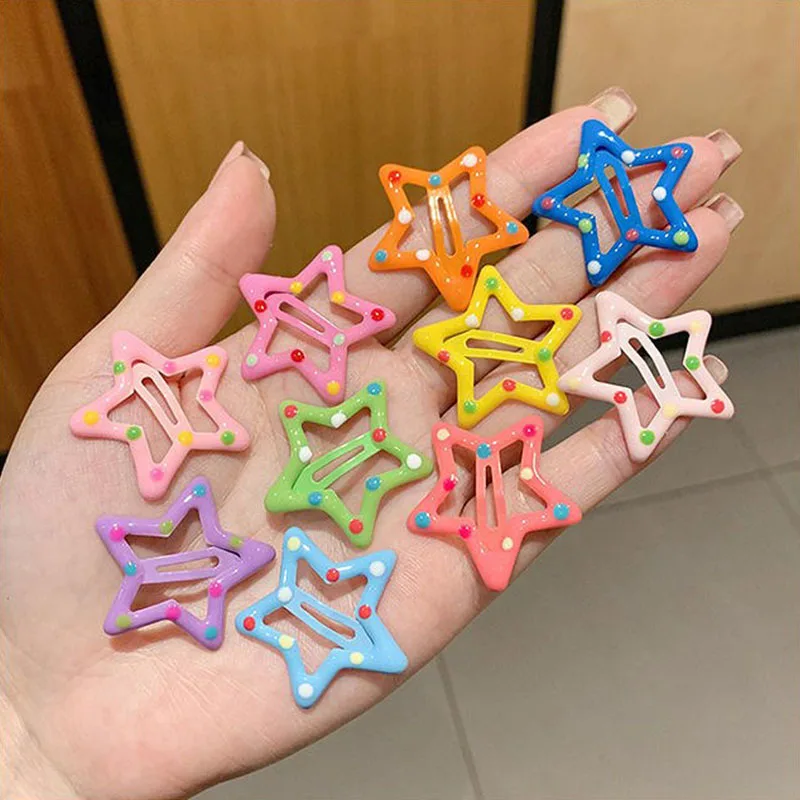 10pcs/set Cute Colorful Star Waterdrop Shape Hair Clips For Girls Children Lovely Hair Decorate Hairpins Kids Hair Accessories-6