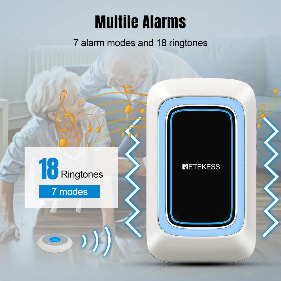 Retekess TH109 Caregiver Pager Wireless Nurse Call Emergency Alert System Multi-lodeAlarm Call Button For Elderly Patients Home-3