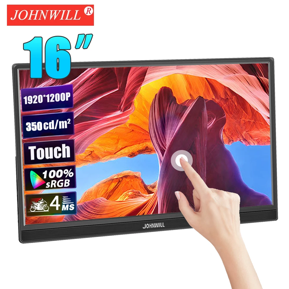 Portable Monitor 14"/16" 1920x1200 IPS Panel 16:10 Touchscreen Travel Display Type-C HDMI Compatible With Laptop Switch Xbox