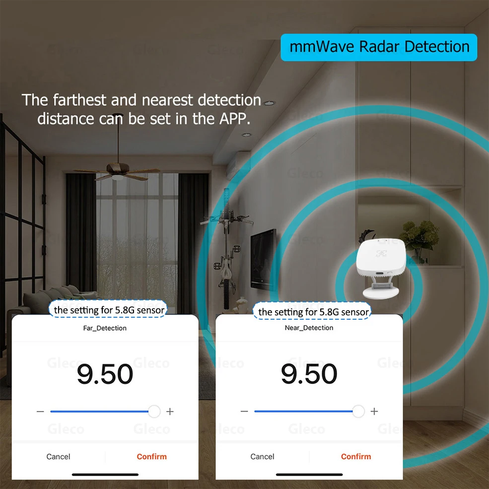 Smart Life ZigBee Wifi MmWave Human Presence Motion Sensor Detector With Luminance/Distance Detection Tuya Smart Home Automation-3