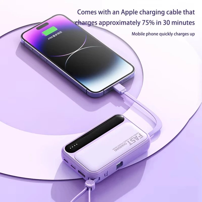 Xiaomi 50000mAh Large Capacity Power Bank 4 In 1 Built in Cables Intelligent Digital Display Laser Light for Samsung Apple-4