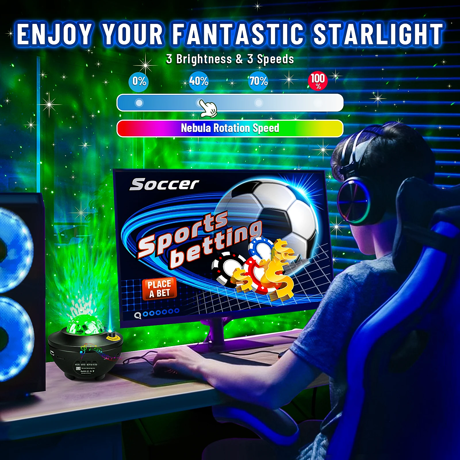 Starry Projector Galaxy Night Light Child Bluetooth USB Music Player Star NightLight Romantic Ocean Projector Night Lamp Gifts-5