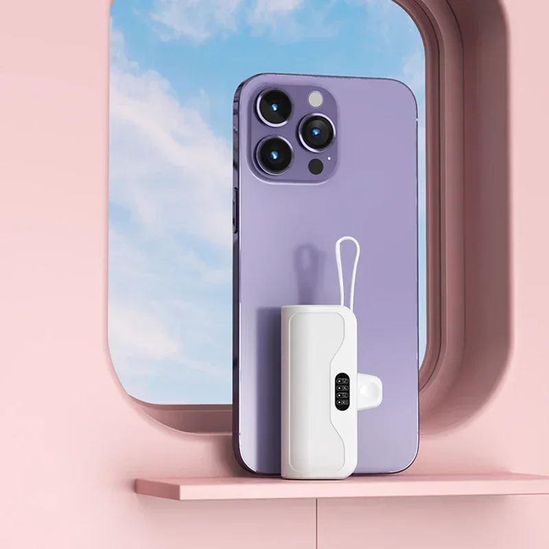Mini Power Bank 10000mAh Capsule Large Capacity Portable Fast Charging External Battery for IPhone Xiaomi 2 IN1 Type-c Lightning-5