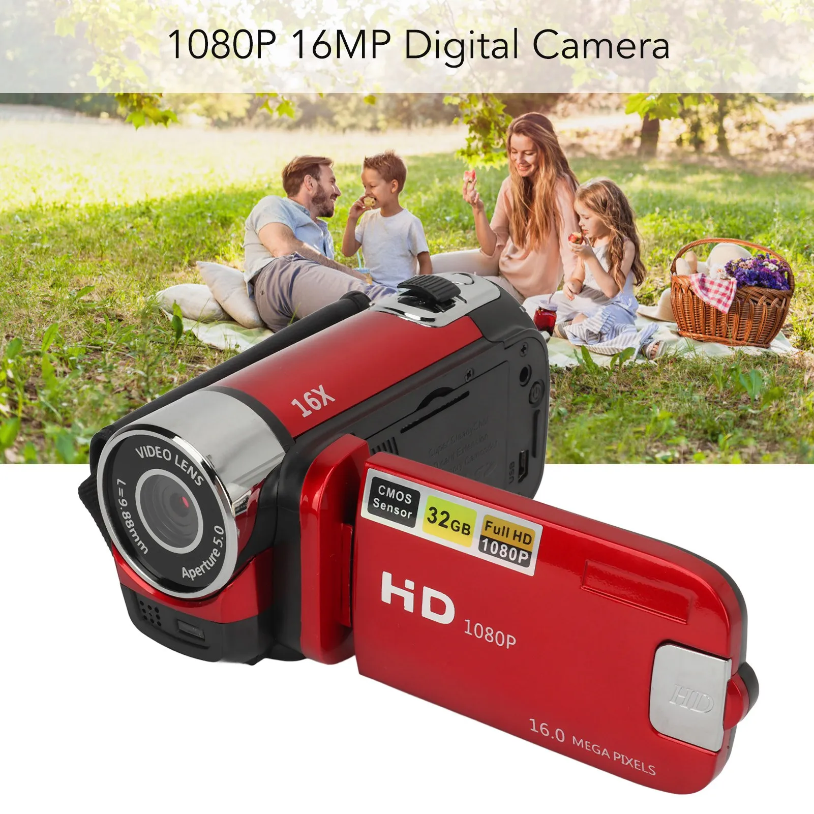 D90 1080P 16MP Digital Camera 2.4 Inch Rotatable Screen Camcorder 16X Zoom HD Video Recorder with Fill Light HD Video Camcorder-4