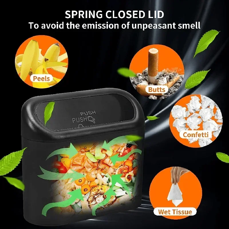 Car Trash Can (with Lid) Contains 60 (300) Garbage Bags, Small Car Trash Can, Leak-proof Mini Car Accessories-5